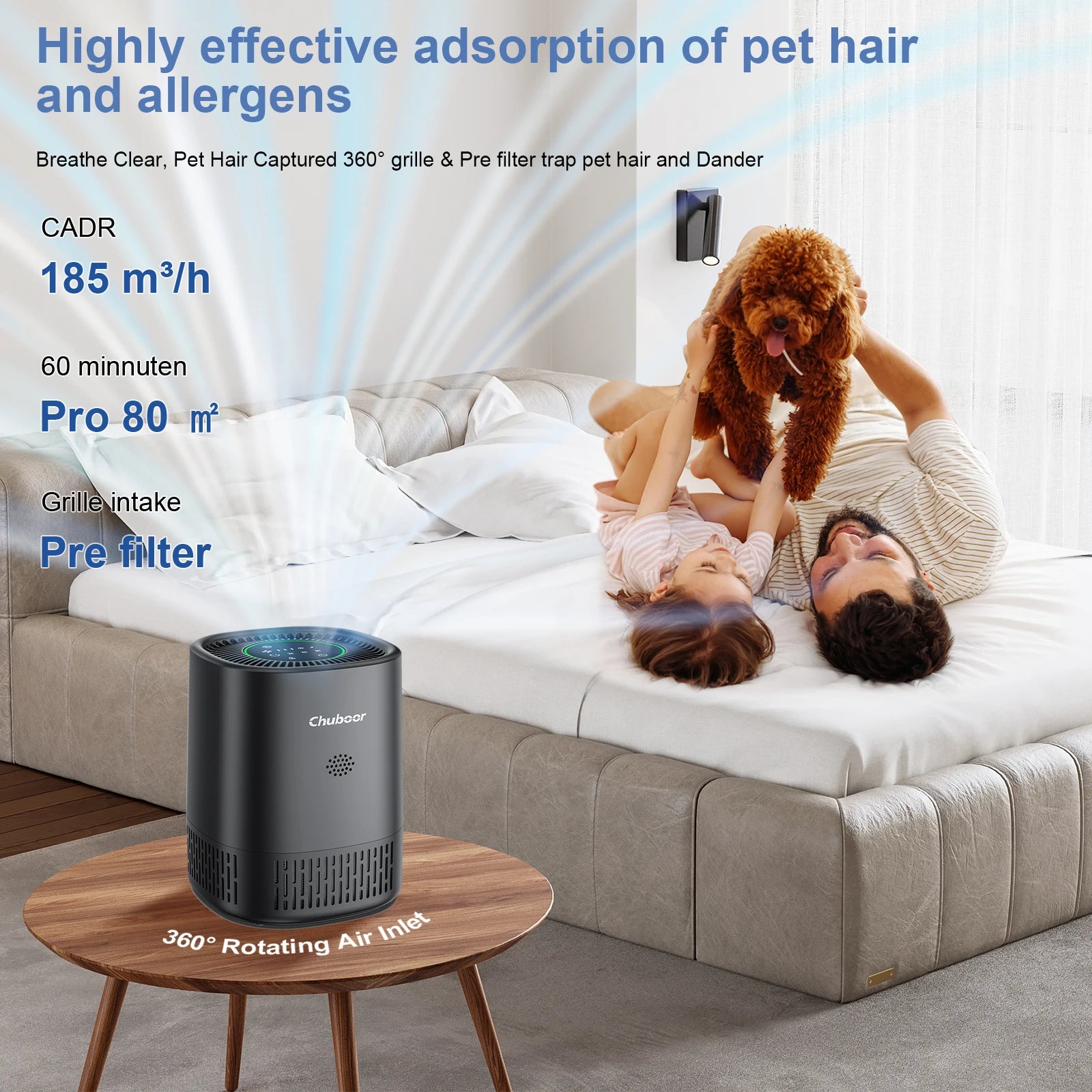 Moktan Sabai Air Purifier for Bedroom Home with HEPA Filter Smoke Allergies Pet Odor Dust
