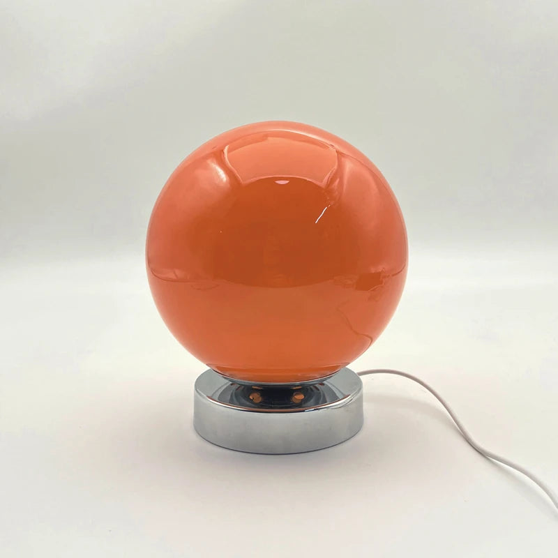 Moktan Sabai AuraNest | Vintage Round Table Lamp with USB Charging Bedside Decor orange