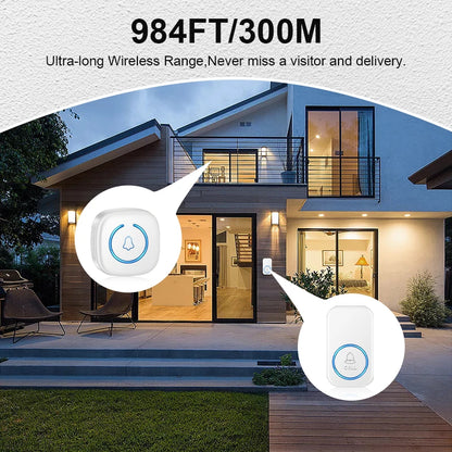 Wireless Smart Doorbell 300M Range Plug In 60 Melodies Welcome Chime