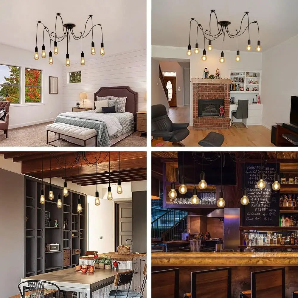 Moktan Sabai Spider Chandelier 8 Head E27 Pendant Light Vintage Industrial Ceiling Lamp