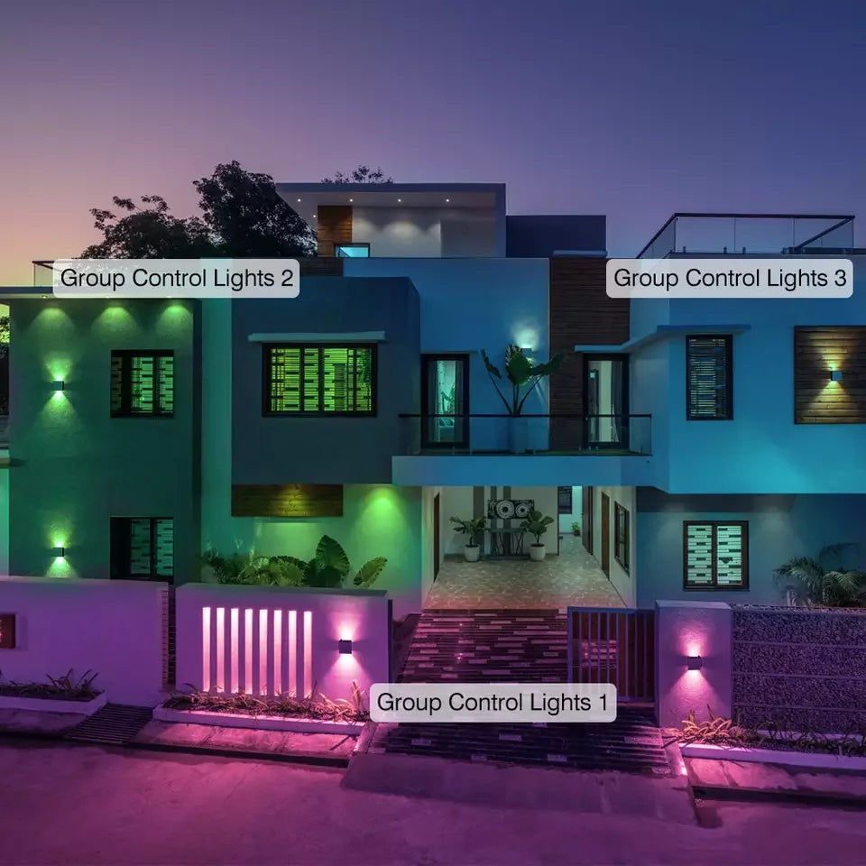 Moktan Sabai 2 Pack Smart Outdoor Wall Lights RGBCW 10W LED Patio Lights App Voice Control