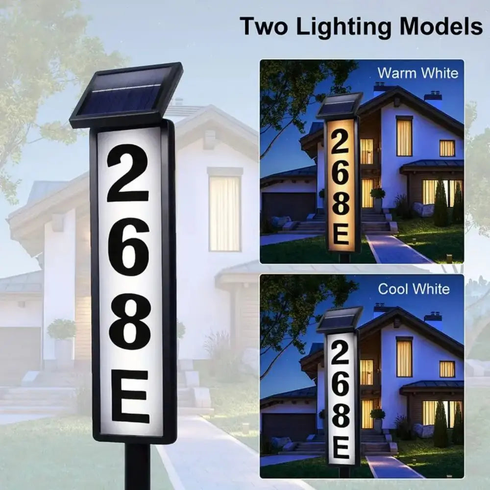 Moktan Sabai Solar House Number Light LED Address Sign with Stake Outdoor Solar Powered Home