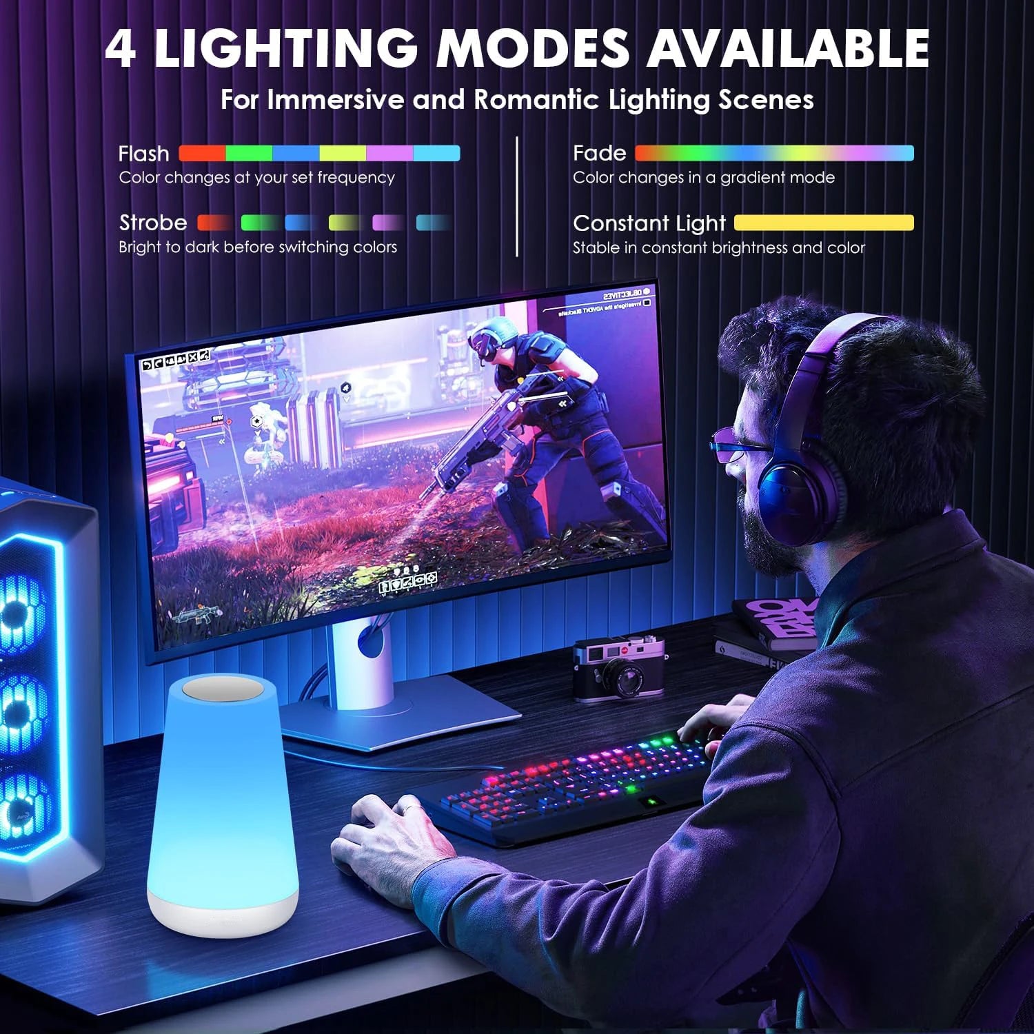 Moktan Sabai RGB Color Changing Night Light Touch Dimmable USB Rechargeable Lamp for Bedside