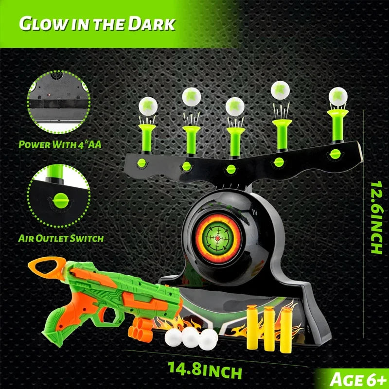 Moktan Sabai Glow-In-The-Dark Floating Target Game for Kids - Foam Dart Shooting Challenge with Sound Effects and Battery-Powered Base