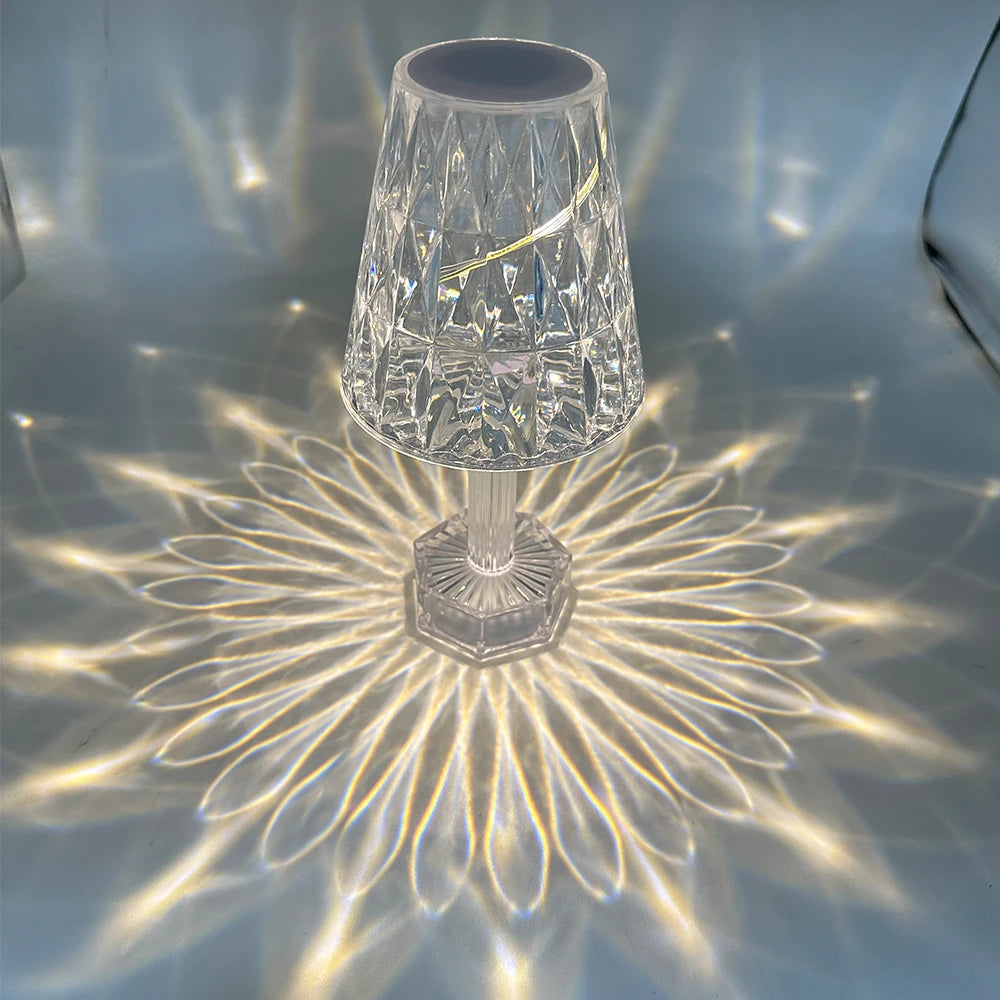Moktan Sabai Diamond Crystal Projection Night Light USB Touch Control Bedside Desk Lamp Decor
