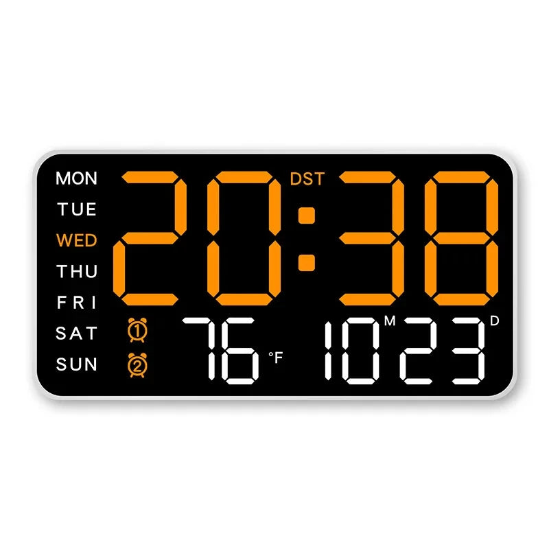 Moktan Sabai Giant Digital Wall Clock with Temperature Date Time Smart Home LED Display orange