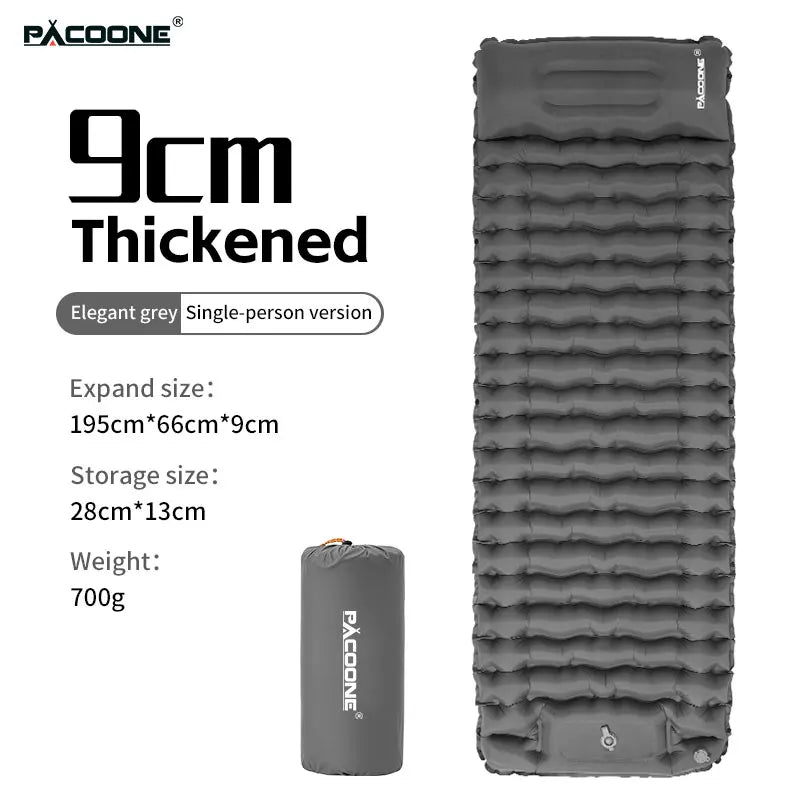 Moktan Sabai PACOONE Inflatable Camping Mattress with Pillow Ultralight Air Sleeping Pad Pump PASD-T07GR