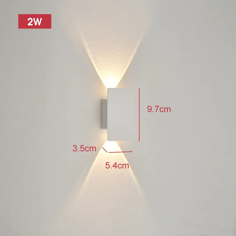 Moktan Sabai Outdoor Waterproof Wall Light – 18W LED Black Aluminum Exterior Lamp for Bedroom outdoor 10cm white body-2w