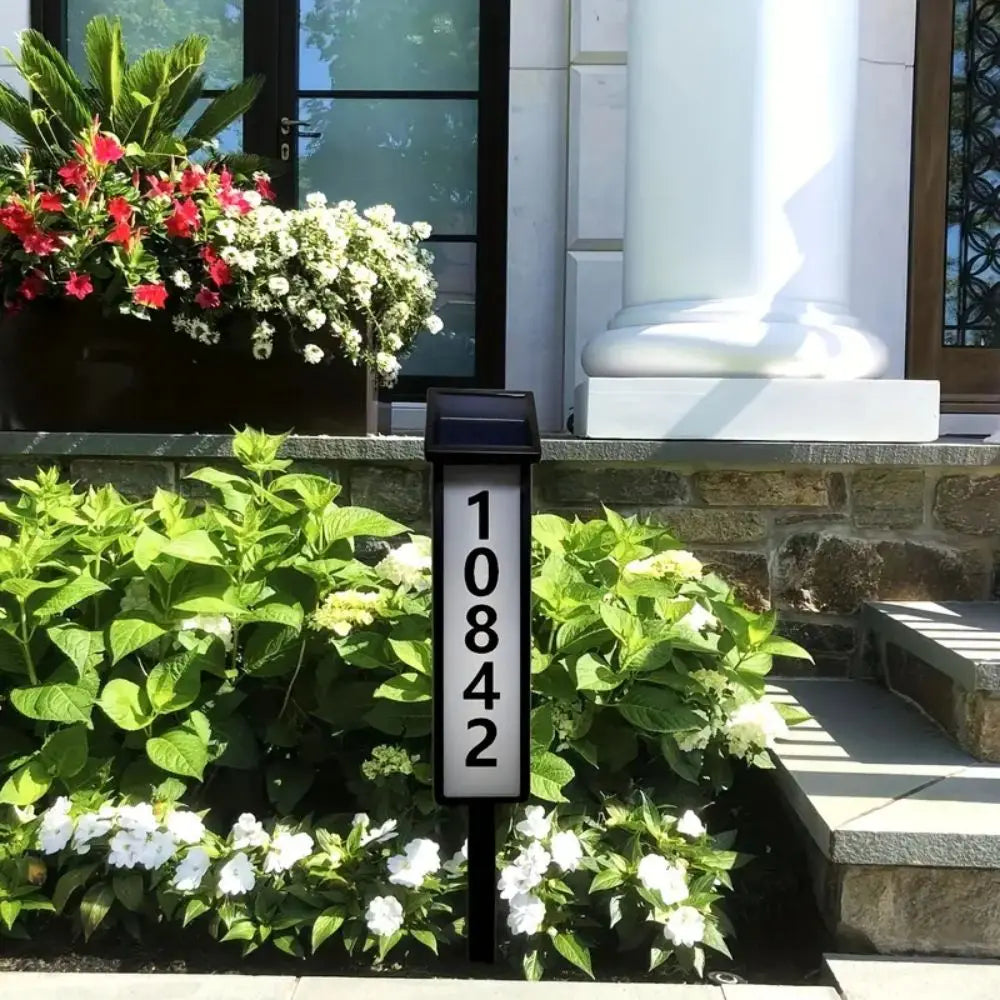 Moktan Sabai Solar House Number Light LED Address Sign with Stake Outdoor Solar Powered Home