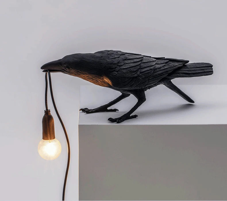 Moktan Sabai Crow Bird Wall Lamp – Resin Bedside Night Light for Bedroom & Living Room Decor