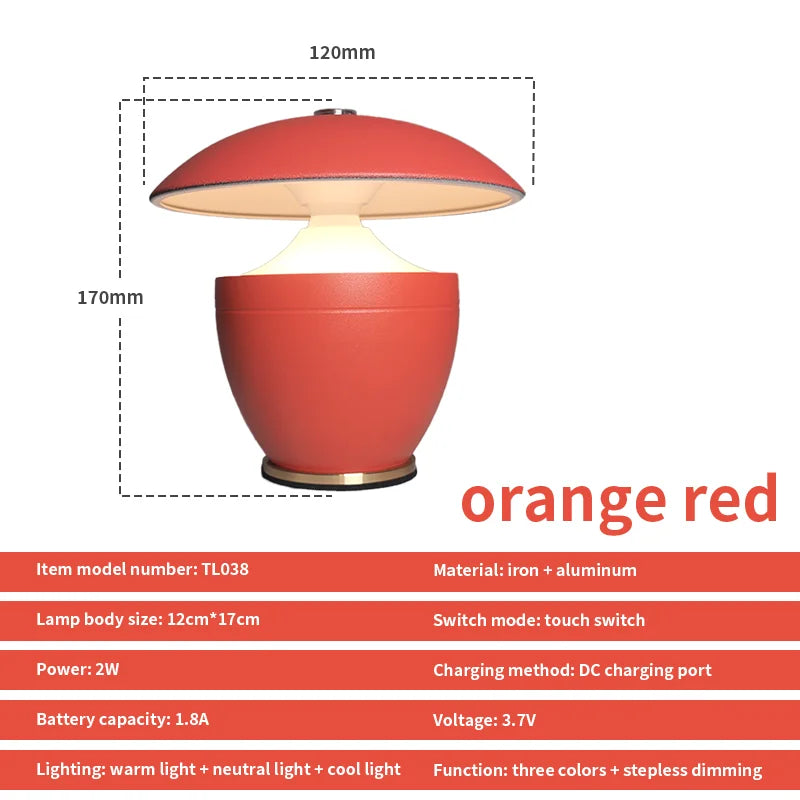 Nordic Battery Powered Dimmable LED Night Table Lamp Small Bedroom Home Decor