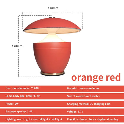 Nordic Battery Powered Dimmable LED Night Table Lamp Small Bedroom Home Decor