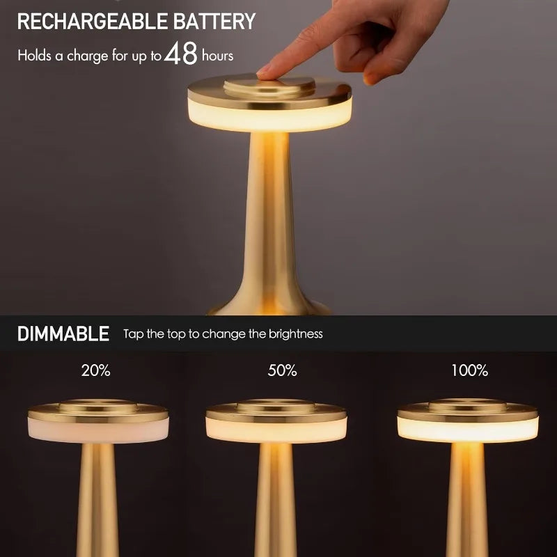 Moktan Sabai Metal Touch Table Lamp USB Rechargeable Portable Bedside Night Light for Bar