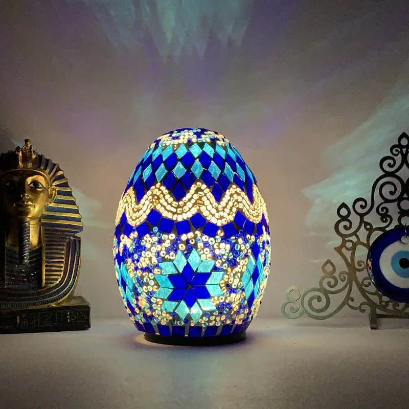 Moktan Sabai DIY Turkish Mosaic Egg Table Lamp Rechargeable Battery Bedside Desk Night Light D