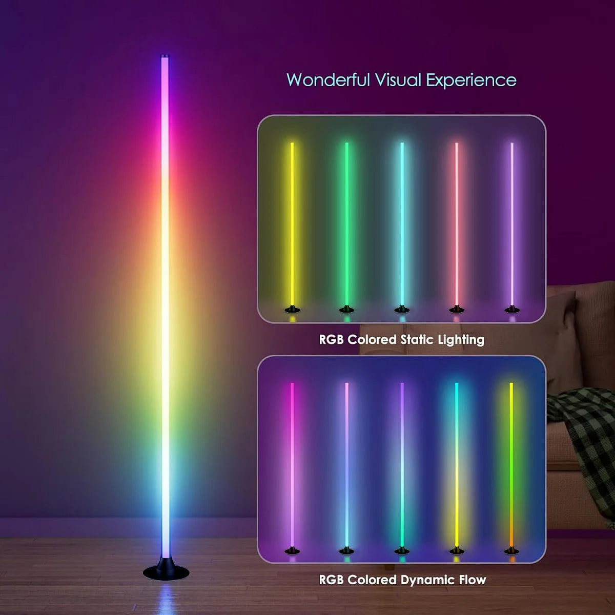 Moktan Sabai Smart RGB LED Floor Lamp App Control Music Sync Corner Light with Timer