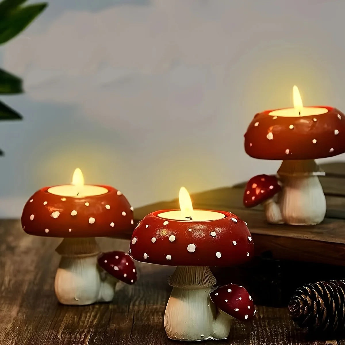 Moktan Sabai Small Mushroom Candle Holder Decorative Tea Light Home Ornament Craft Decoration