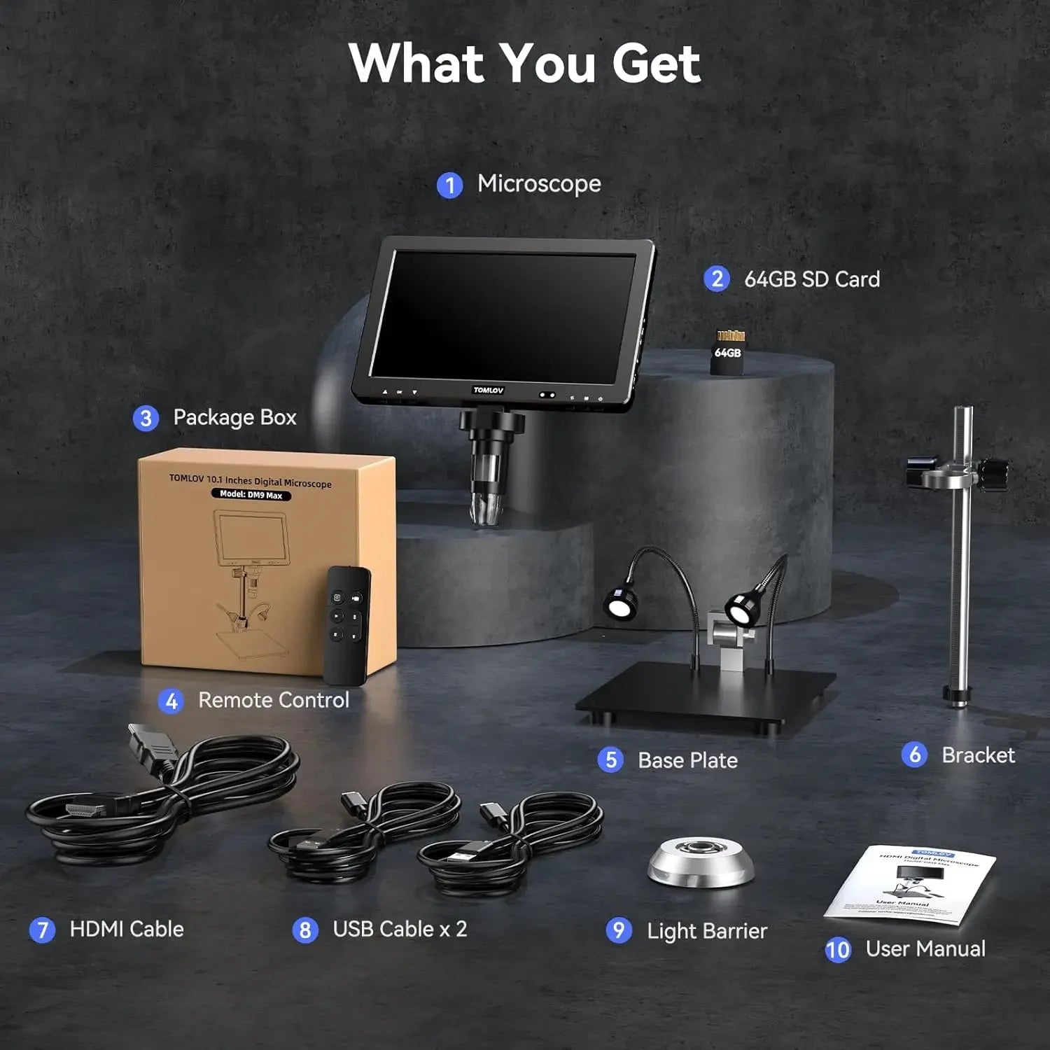 Moktan Sabai HDMI Digital Microscope 1500X 10.1 Inch IPS LCD Coin Soldering Camera