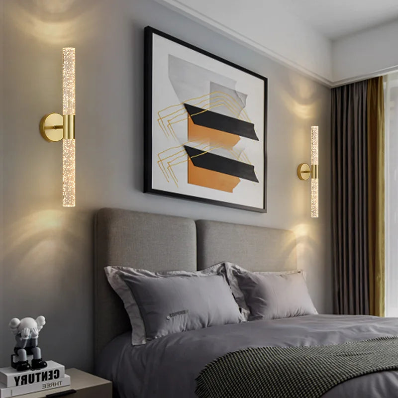 Moktan Sabai Nordic Crystal Rod LED Wall Lamp Bedroom Bedside Living Room AC85-265V Light