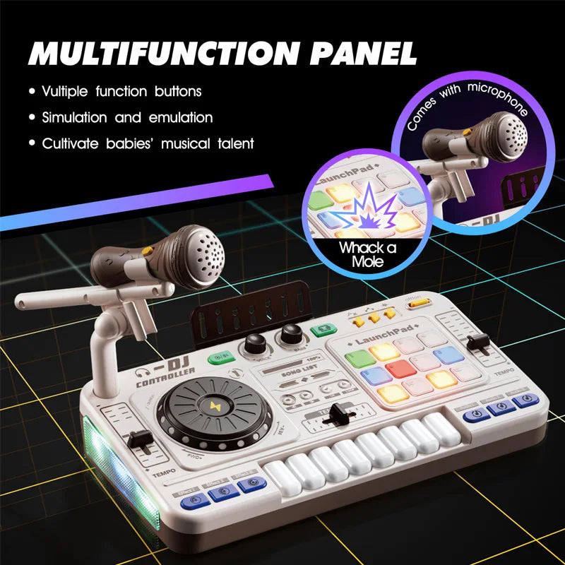 Moktan Sabai Kids DJ Mixer Controller Toy with Microphone Electronic Music Play Set