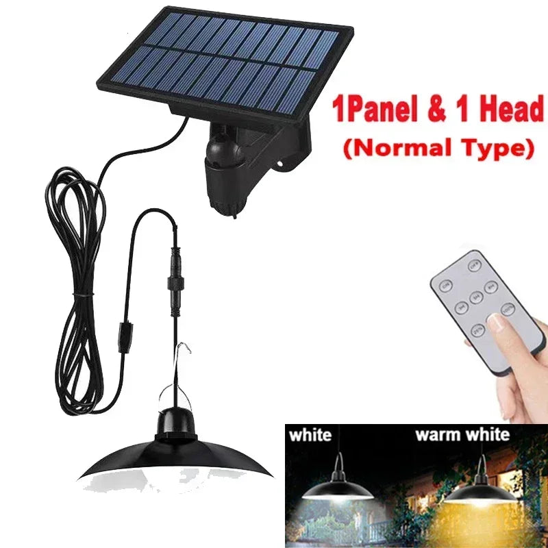 Moktan Sabai Solar Pendant Light Outdoor LED Double-Head Chandelier Waterproof Remote Lamp 1Head(Normal v1)