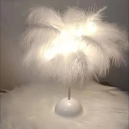 LED Feather Lamp Bedroom Night Light Decorative Table Lamp Party Birthday Gift