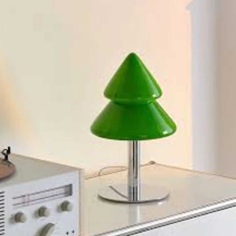 Glass Christmas Tree Table Lamp for Holiday Decor Bedroom Living Room Night Light