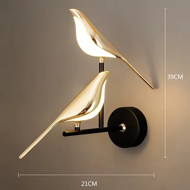 Moktan Sabai Nordic Golden Bird LED Wall Lamp Bedroom Bedside Living Room Bar Decorative Sconce