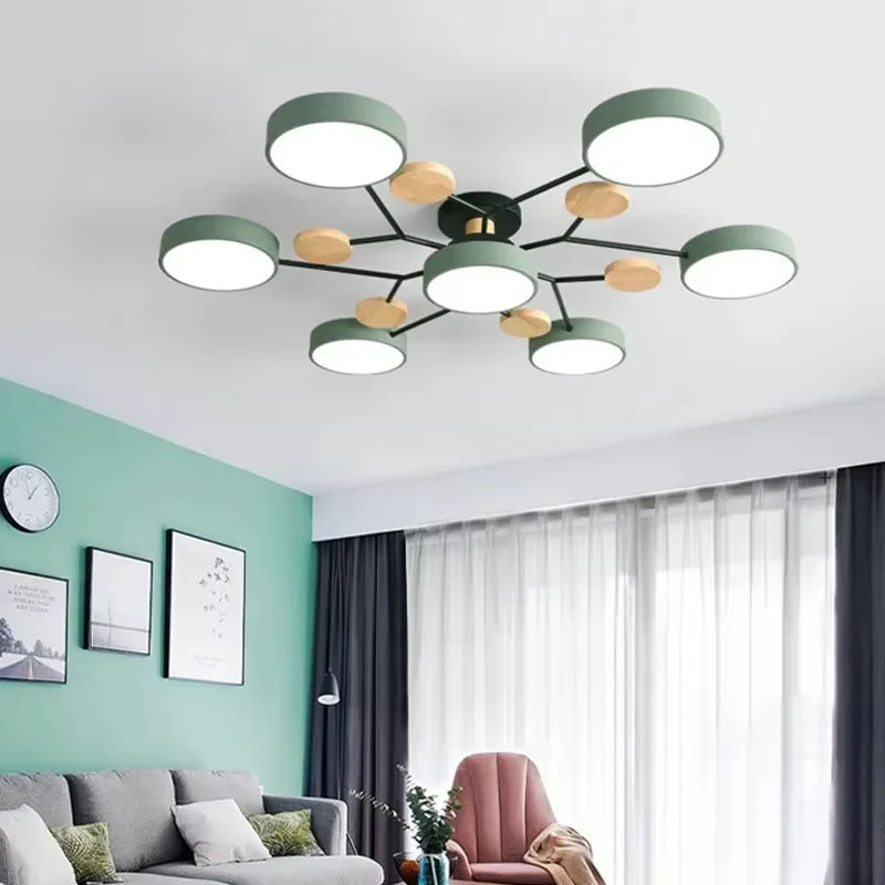 Moktan Sabai Modern LED Chandelier 3-Color Ceiling Pendant Light Nordic Lamp for Living Bedroom