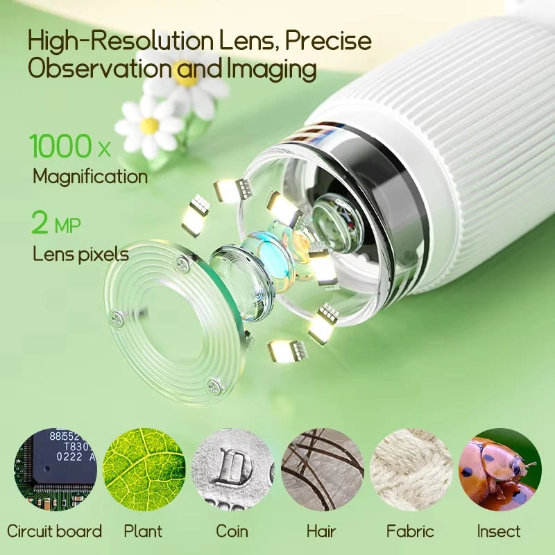 Moktan Sabai Kids Microscope 1000X Digital Magnifier with LED Camera Educational Toy