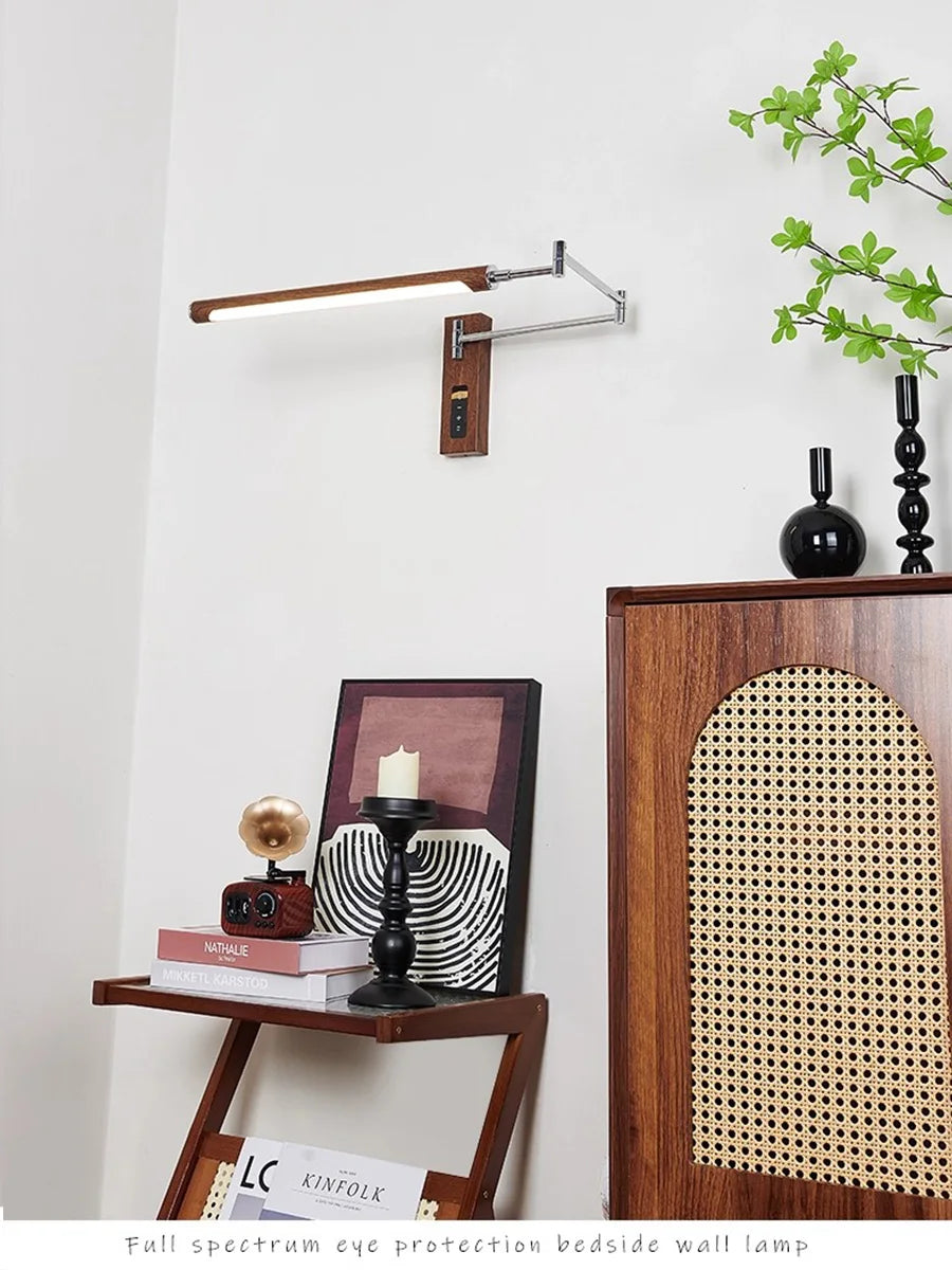 Moktan Sabai French Vintage Plug In Wall Sconce Adjustable Arm Bedside Reading Light