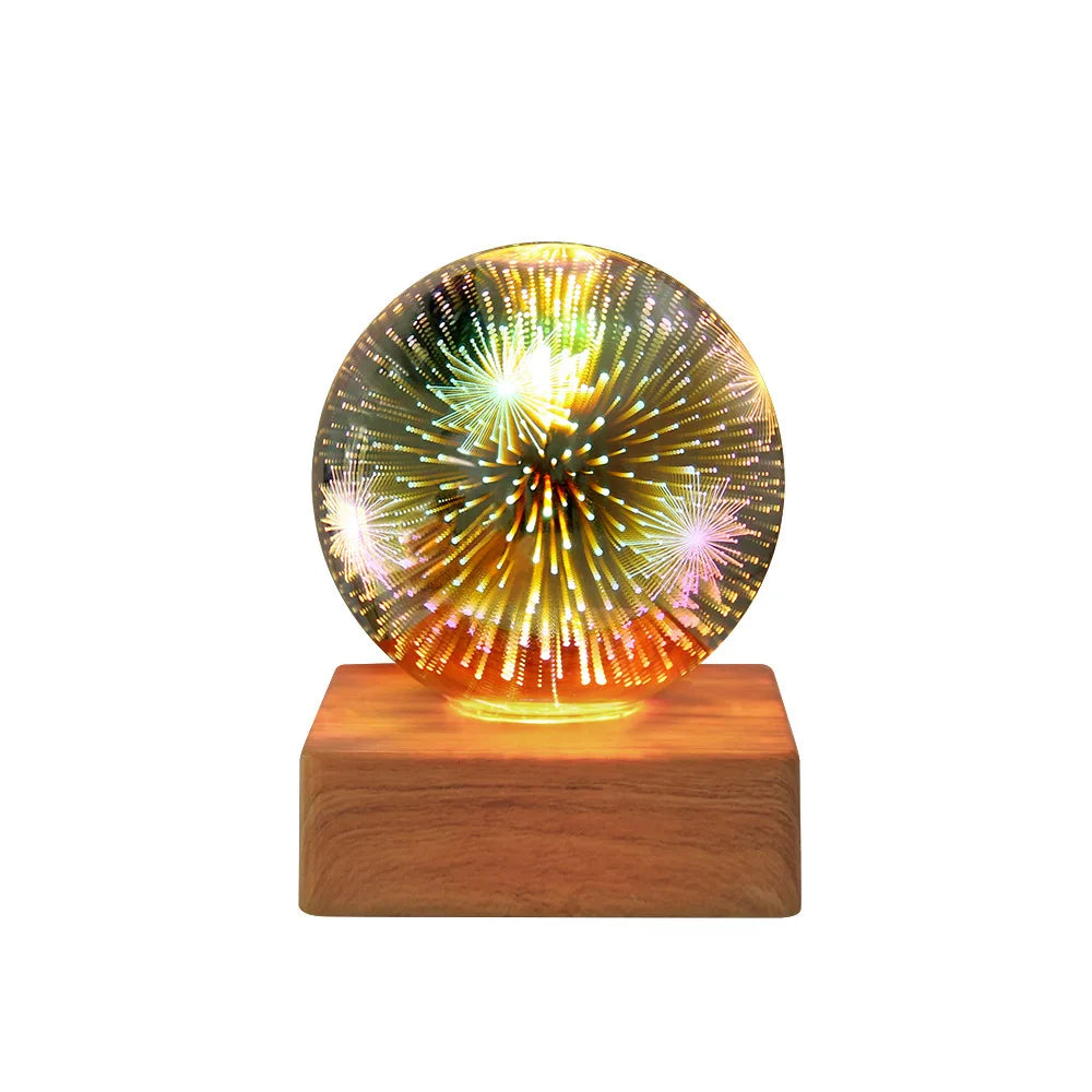Moktan Sabai 3D Firework LED Night Light | Starry Sky Glass Ball Table Lamp for Home Decor Star