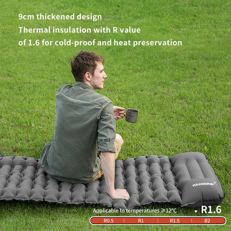 Moktan Sabai PACOONE Inflatable Camping Mattress with Pillow Ultralight Air Sleeping Pad Pump