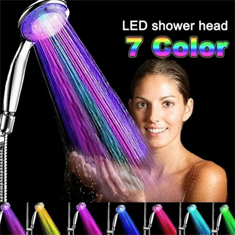 Moktan Sabai 7-Color LED Rainfall Shower Head Water Saving Bathroom Replacement Sprayer