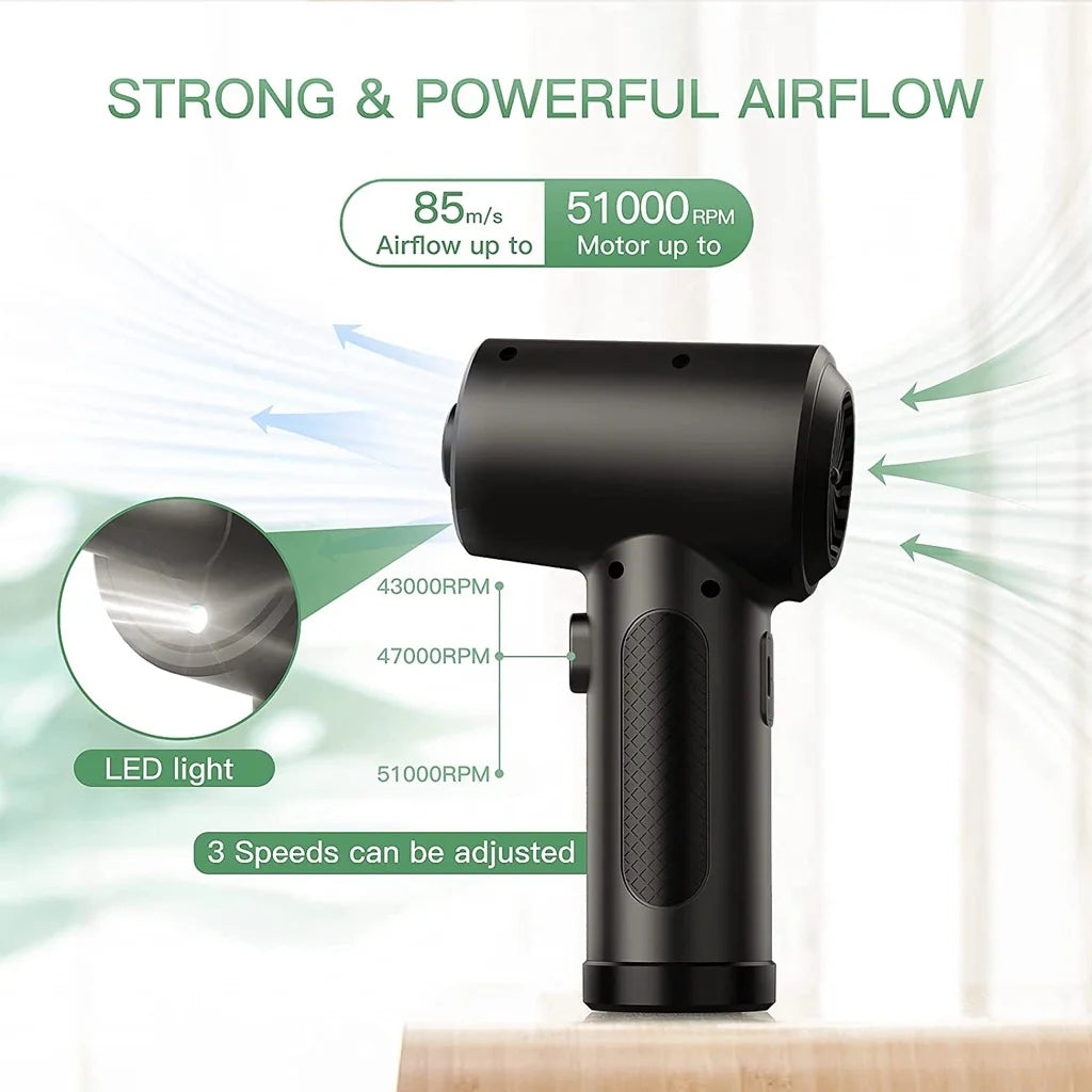 Moktan Sabai 51000RPM Air Duster for Computer Cleaning Cordless Compressed Air Blower with LED