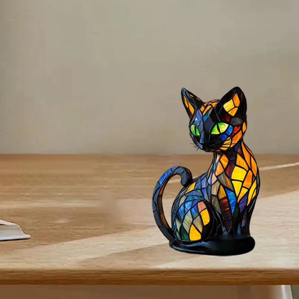 Moktan Sabai 3D Retro Magic Stained Glass Cat Lamp Nightstand LED Multi-Color Cute Gift 2025
