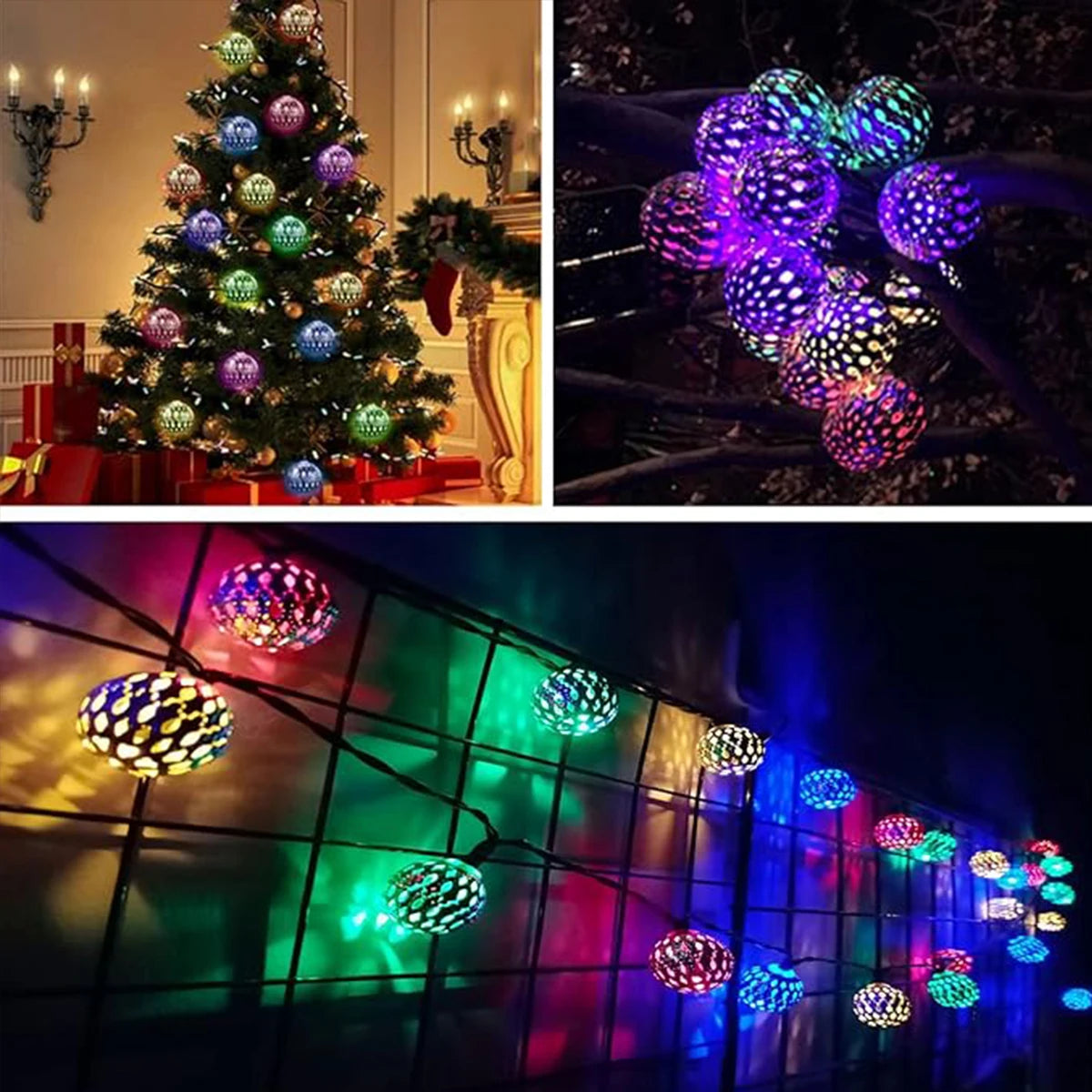 Moktan Sabai Moroccan Ball Solar String Lights Outdoor LED Fairy Lights for Garden Party Decor