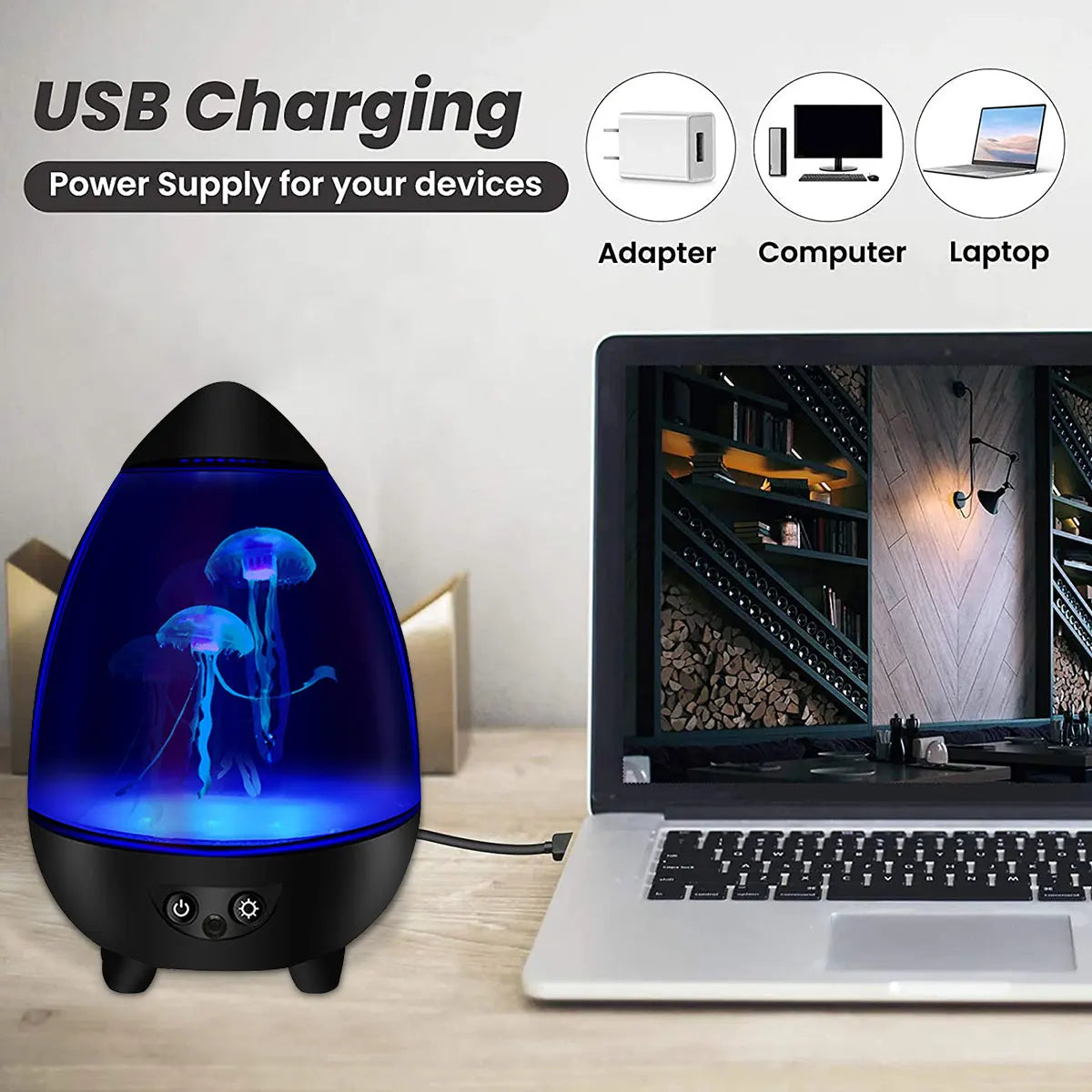 Moktan Sabai LED Jellyfish Lamp RGB Mood Light USB Night Light with Remote Aquarium Desk Decor