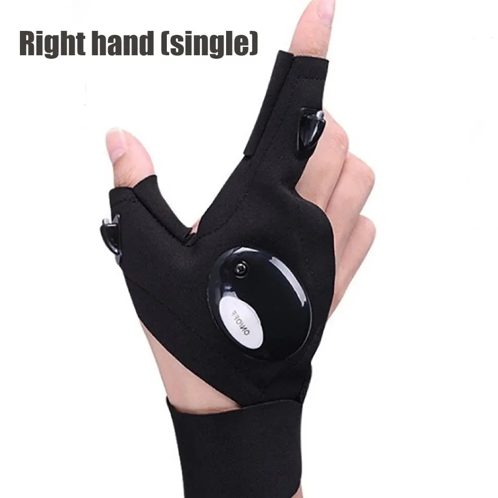 Moktan Sabai LED Cycling Gloves – Fingerless Gloves with Lights for Fishing, Outdoor & Sports