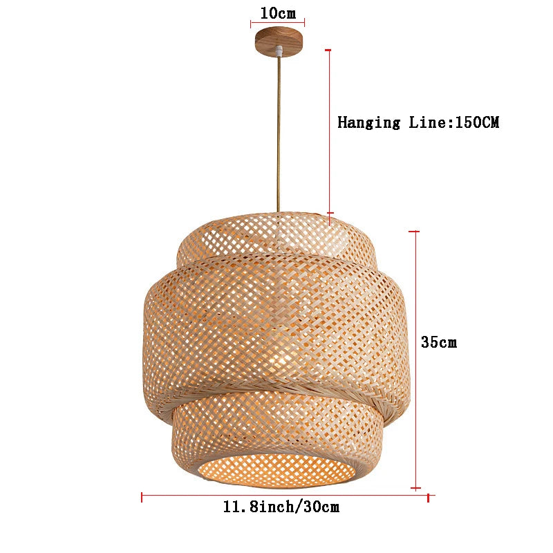 Moktan Sabai Handwoven Chinese Bamboo Pendant Lamp – Woven Hanging Light for Restaurant & Home style 02