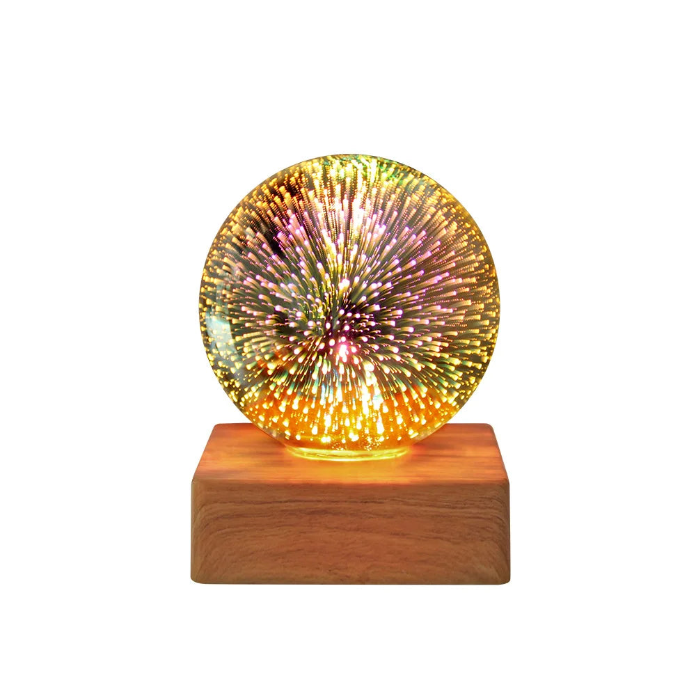 Moktan Sabai 3D Firework LED Night Light | Starry Sky Glass Ball Table Lamp for Home Decor fireworks