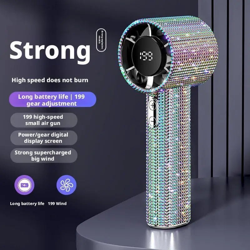 Moktan Sabai Portable Hand Fan | High-Speed Turbo Misting Fan with 199 Speed Levels | Rechargeable Design for Efficient Cooling