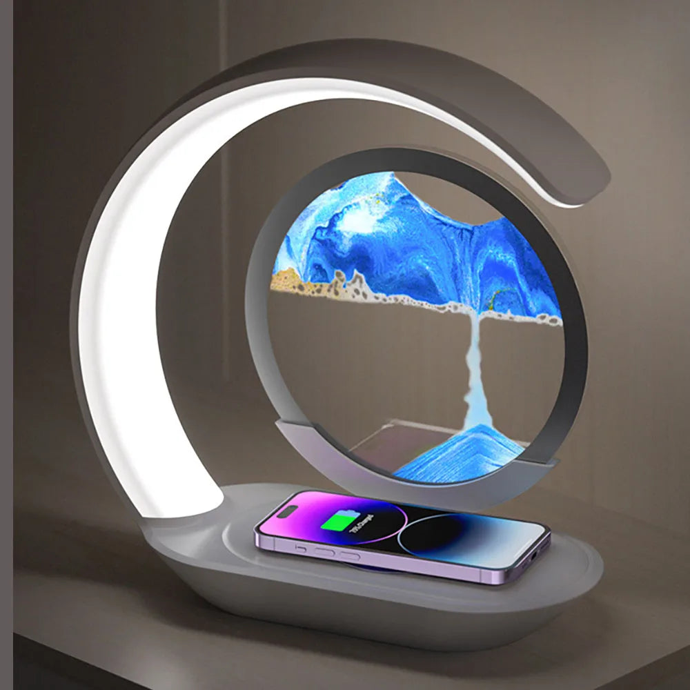 Moktan Sabai Quicksand Table Lamp USB Wireless Charging 3D Hourglass Desk Night Light