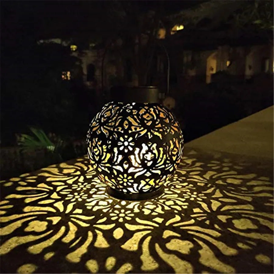 Moktan Sabai Outdoor Solar Garden Hanging Iron Art LED Light Waterproof Landscape Projection