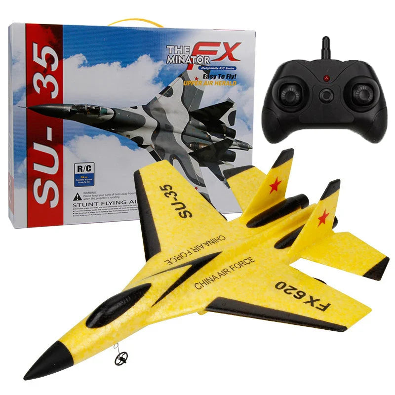 Moktan Sabai Kids RC Airplane 2.4GHz Fighter Jet Glider Remote Control Plane Yellow