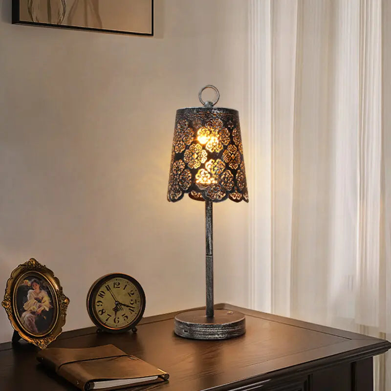 Moktan Sabai Vintage Wrought Iron Table Lamp Rechargeable Portable LED Ambient Desk Light