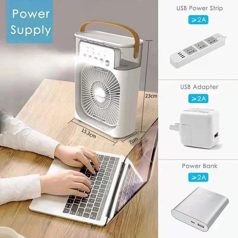 Moktan Sabai Compact Air Cooler | 3-in-1 Evaporative Cooler Fan with Adjustable Speeds | USB Powered for Personal Comfort