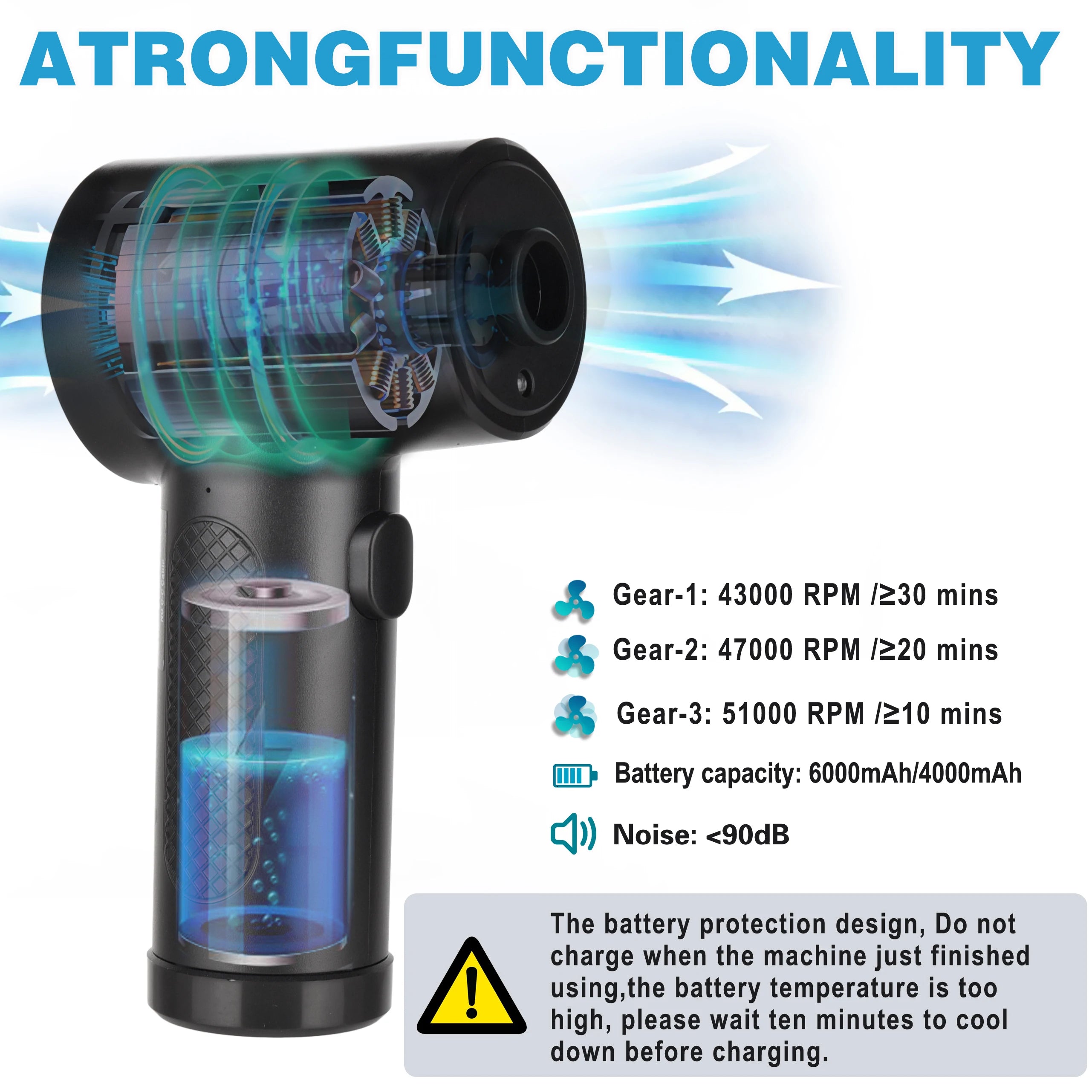 Moktan Sabai 51000RPM Air Duster for Computer Cleaning Cordless Compressed Air Blower with LED