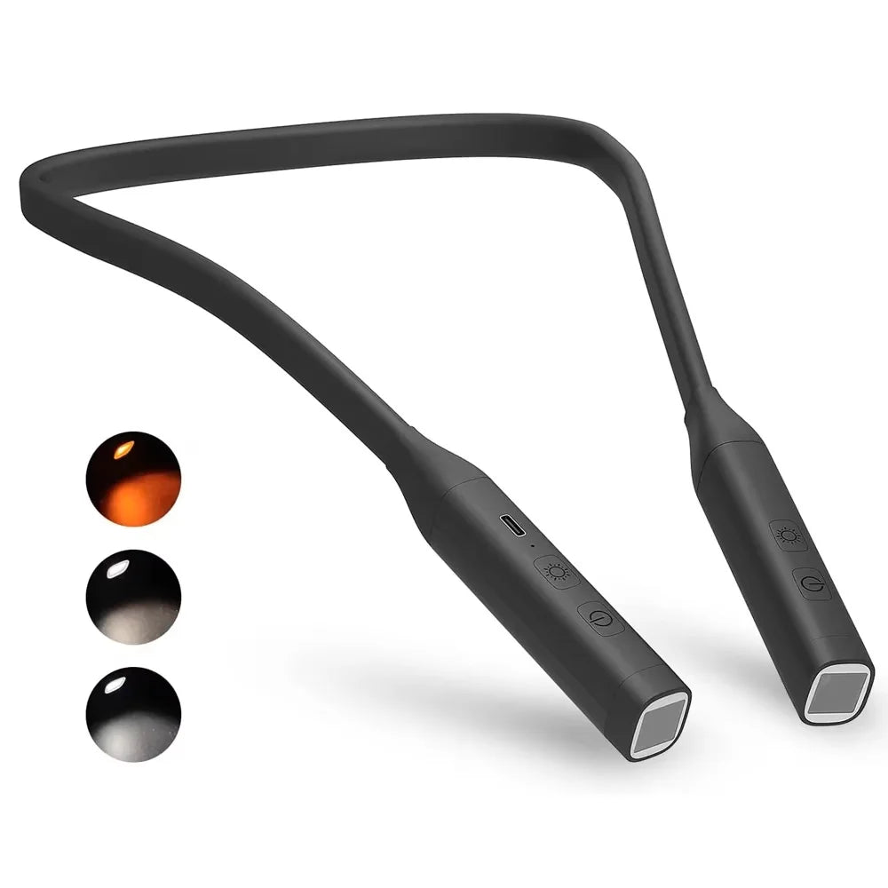 Moktan Sabai LED Rechargeable Neck Reading Light 3 Color Stepless Dimming Book Light Black
