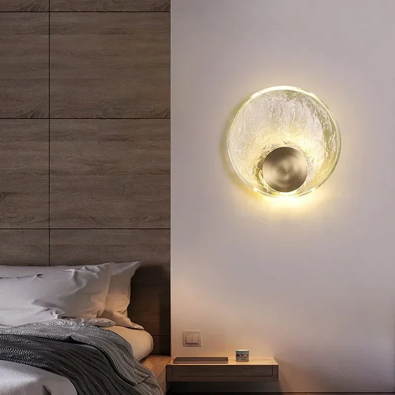 Moktan Sabai Luxury Copper Crystal Wall Lamp Modern Bedside Sconce Living Room Decor