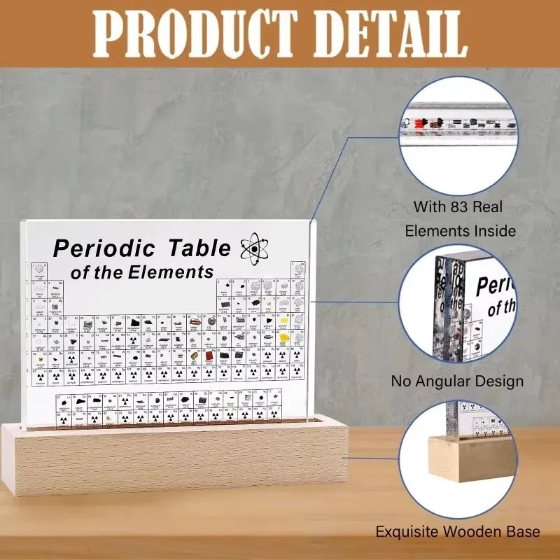 Moktan Sabai Acrylic Periodic Table Figurine – Mendeleev Science Desk Ornament Room Decor